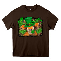 Chocolate Brown st patricks orange cow with leopard background Heavy Core Tee - Jasminsmagicworld