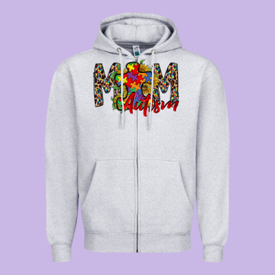 Mom Autism 2 Zipper Hoodie Designed By Racoondesign