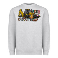 Heather Grey Happy Easter Heavyweight Sweatshirt - CowhideDigitalArt