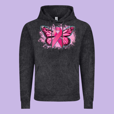 Cancer Ribbon Butterfly Cancer Awareness Vintage Hoodie Designed By Howdyjamesfarm