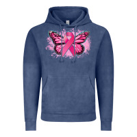 Vintage Denim Cancer ribbon butterfly Cancer Awareness Vintage Hoodie - HowdyJamesFarm