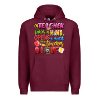 Burgundy a Teacher Takes a Hand Opens a mind and Touches A Premium Hoodie - CowhideDigitalArt