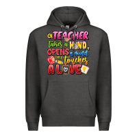 Charcoal Heather a Teacher Takes a Hand Opens a mind and Touches A Premium Hoodie - CowhideDigitalArt