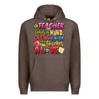 Coffee a Teacher Takes a Hand Opens a mind and Touches A Premium Hoodie - CowhideDigitalArt