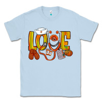 Dusty Blue Thanksgiving love Nurse Classic Tee - NancyCooperArtShop