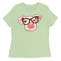 Matcha pig with glasses Ladies Tee - RanaPortraitStore