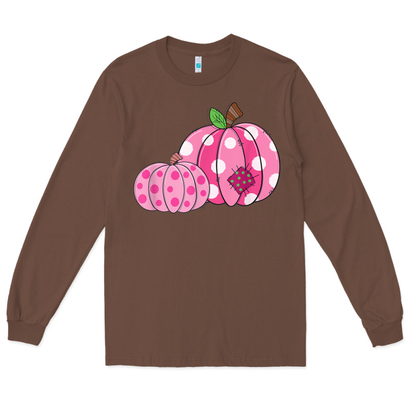 Halloween Fall Pink Pumpkin Long Sleeve Tee by trangStudio | Teevron
