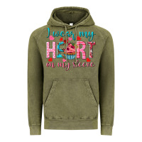 Vintage Olive I wear my heart on my sleeve Valentine's Day Vintage Hoodie - HowdyJamesFarm