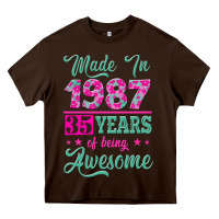 Chocolate Brown made in 1987, 35 years of being awesome Heavy Core Tee - Jasminsmagicworld