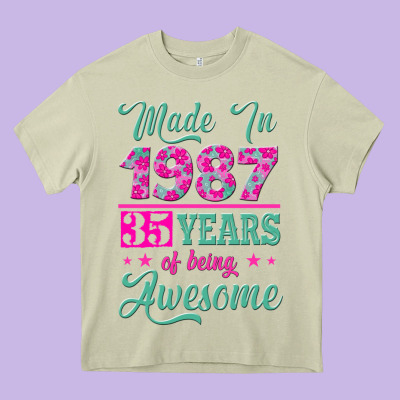 Made In 1987, 35 Years Of Being Awesome Heavy Core Tee Designed By Jasminsmagicworld