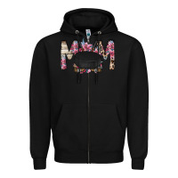 Black mom hockey flower Zipper Hoodie - RacoonDesign