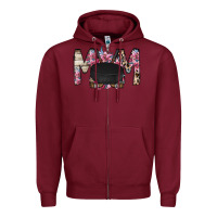 Burgundy mom hockey flower Zipper Hoodie - RacoonDesign