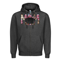 Charcoal Heather mom hockey flower Zipper Hoodie - RacoonDesign