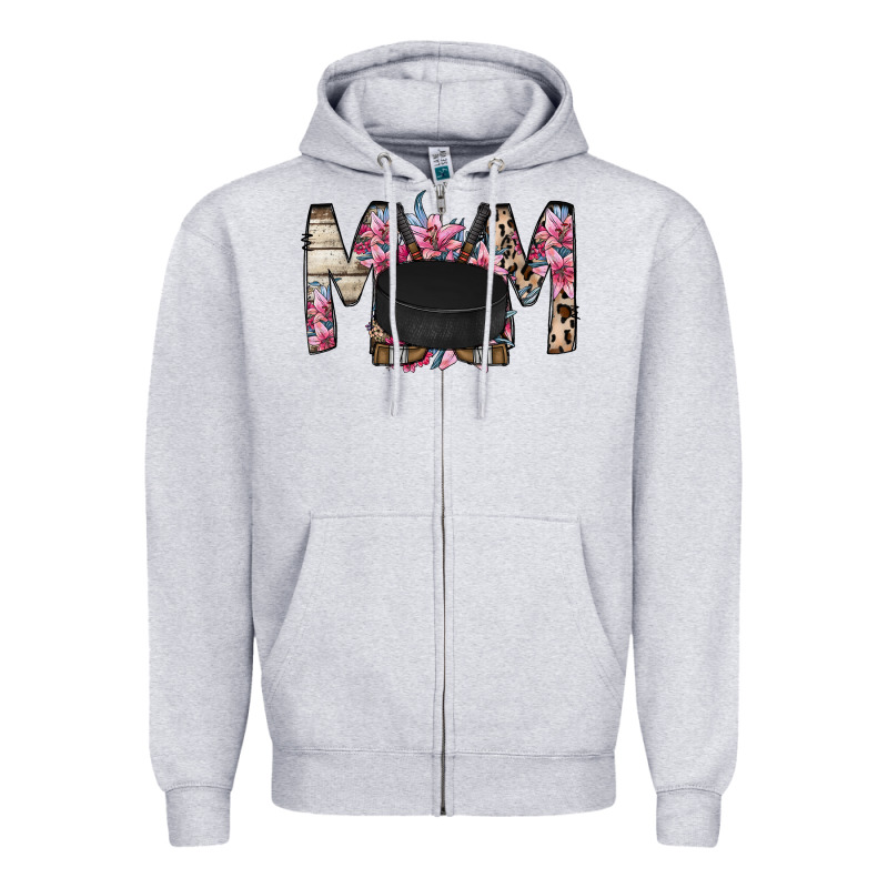 Mom Hockey Flower Zipper Hoodie by RacoonDesign | Teevron