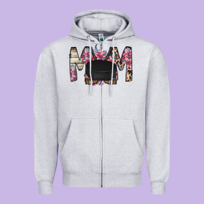 Mom Hockey Flower Zipper Hoodie Designed By Racoondesign