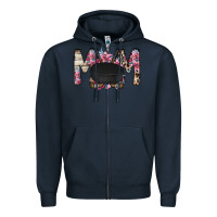 Navy mom hockey flower Zipper Hoodie - RacoonDesign