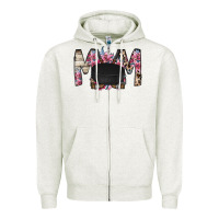 Oatmeal Heather mom hockey flower Zipper Hoodie - RacoonDesign
