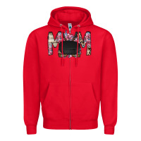 Red mom hockey flower Zipper Hoodie - RacoonDesign