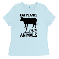 Baby Blue Eat Plants Love Animals Ladies Tee - Bettercallsaul