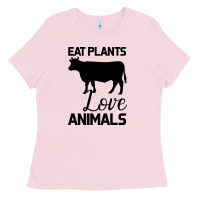Bubblegum Pink Eat Plants Love Animals Ladies Tee - Bettercallsaul
