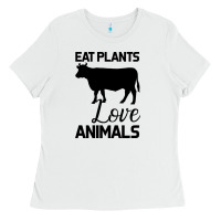 White Eat Plants Love Animals Ladies Tee - Bettercallsaul