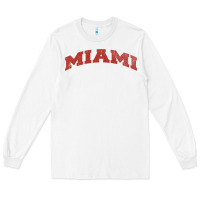 White Miami Ohio Classic Athletic Sports Distressed Long Sleeve Tee - trangStudio