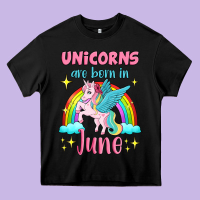 Unicorns Are Born In June Heavy Core Tee Designed By Jasminsmagicworld