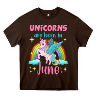 Chocolate Brown unicorns are born in june Heavy Core Tee - Jasminsmagicworld