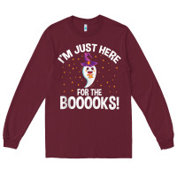 Burgundy teacher halloween bookworm just here for the boooks ghost tank top Long Sleeve Tee - trangStudio