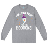 Heather Grey teacher halloween bookworm just here for the boooks ghost tank top Long Sleeve Tee - trangStudio