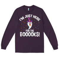 Plum teacher halloween bookworm just here for the boooks ghost tank top Long Sleeve Tee - trangStudio