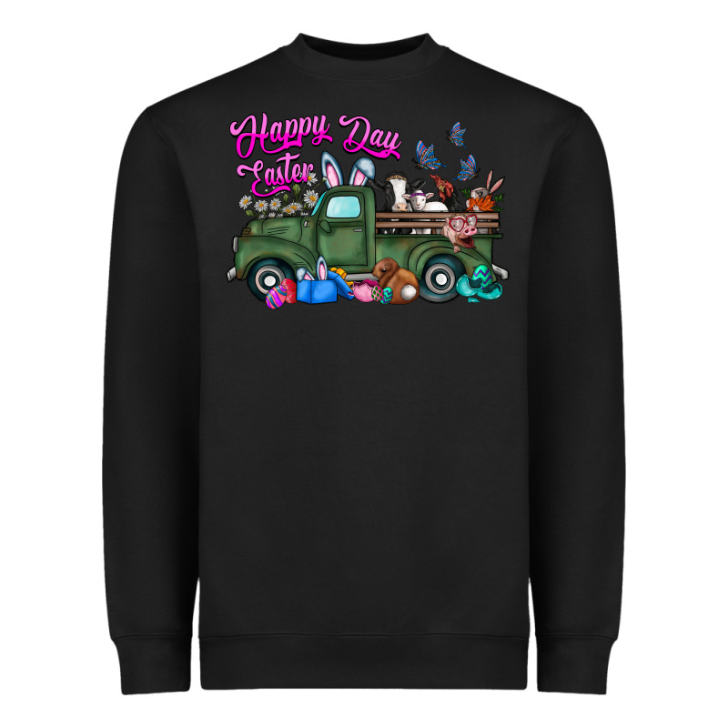 Happy Easter Day Truck Heavyweight Sweatshirt by CowhideDigitalArt | Teevron
