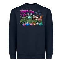 Navy happy easter day truck Heavyweight Sweatshirt - CowhideDigitalArt