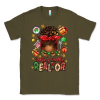 Army Green santas favorite realtor messy bun Classic Tee - texasbilliewilder