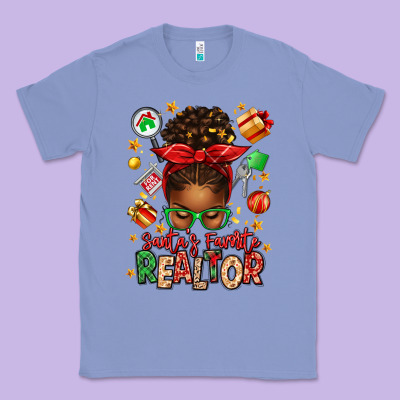 Santas Favorite Realtor Messy Bun Classic Tee Designed By Texasbilliewilder