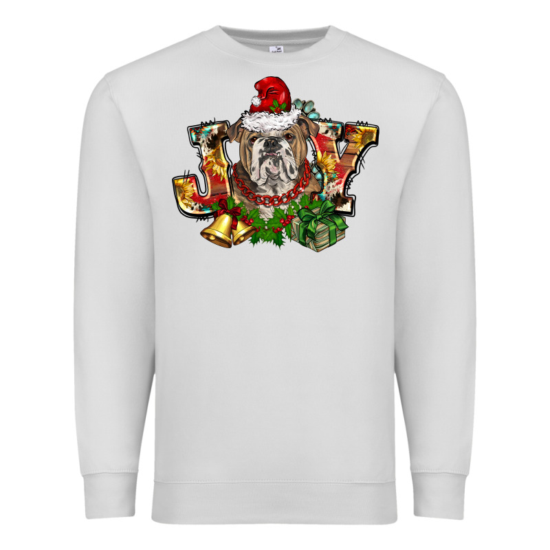 Christmas Joy English Bulldog Premium Sweatshirt by BarkalooDesign | Teevron