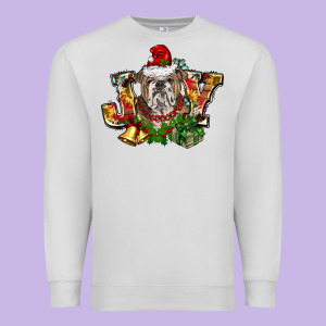 Christmas Joy English Bulldog Premium Sweatshirt Designed By Barkaloodesign
