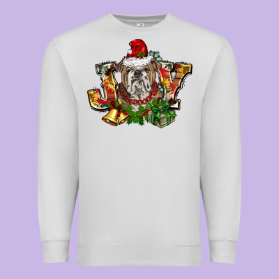 Christmas Joy English Bulldog Premium Sweatshirt Designed By Barkaloodesign