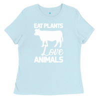 Baby Blue Eat Plants Love Animals Ladies Tee - Bettercallsaul
