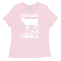 Bubblegum Pink Eat Plants Love Animals Ladies Tee - Bettercallsaul
