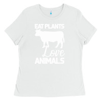 White Eat Plants Love Animals Ladies Tee - Bettercallsaul