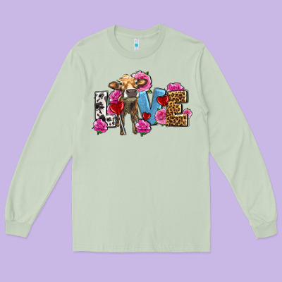 Love With Cow Olivia Long Sleeve Tee Designed By Oliviacreatesart
