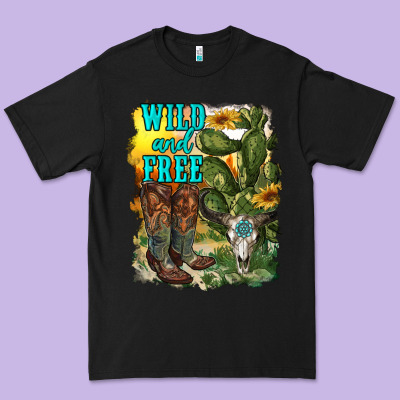 Wild And Free Cowgirl Boots Premium Tee Designed By Ranaportraitstore
