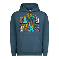 Pigment Midnight Navy faith over fear with cross and sunflowers Urban Hoodie - AdoDesignShop