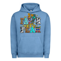 Pigment Pebble Blue faith over fear with cross and sunflowers Urban Hoodie - AdoDesignShop