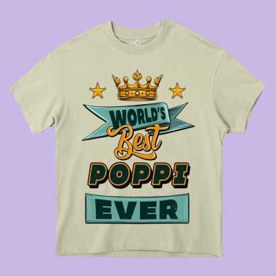 World's Best Poppi Ever Heavy Core Tee Designed By Jasminsmagicworld