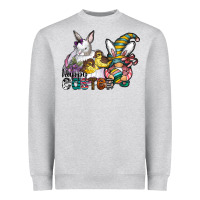 Heather Grey Happy Easter Heavyweight Sweatshirt - CowhideDigitalArt