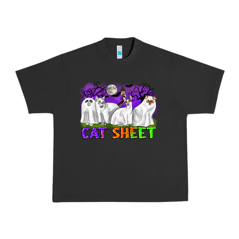 Cat Sheet Ghost Cats Halloween Urban Heavy Tee by CowGirlArtShop | Teevron