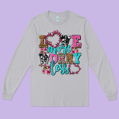 Love More Worry Less Olivia Long Sleeve Tee Designed By Oliviacreatesart
