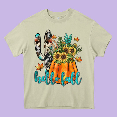 Hello Fall Heavy Core Tee Designed By Jahusdesignshop